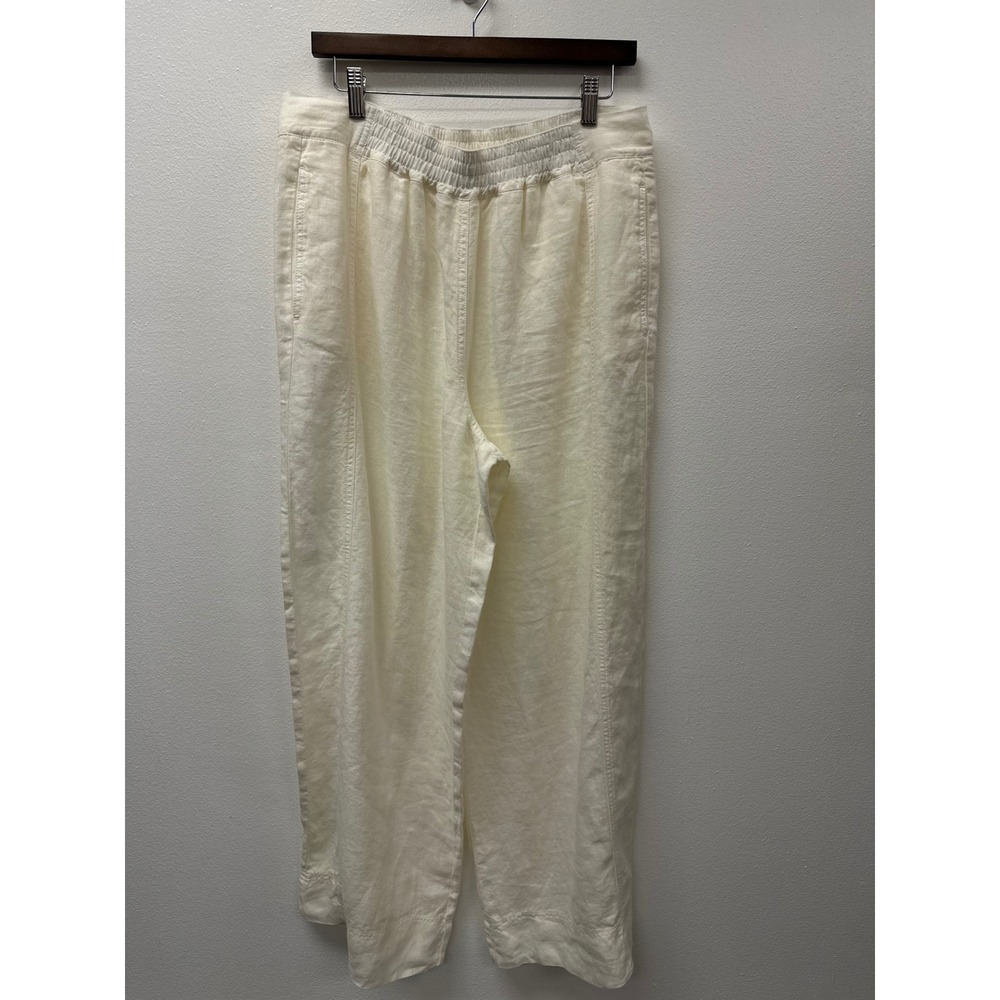 Poetry Wide Leg Ivory Linen Pants L